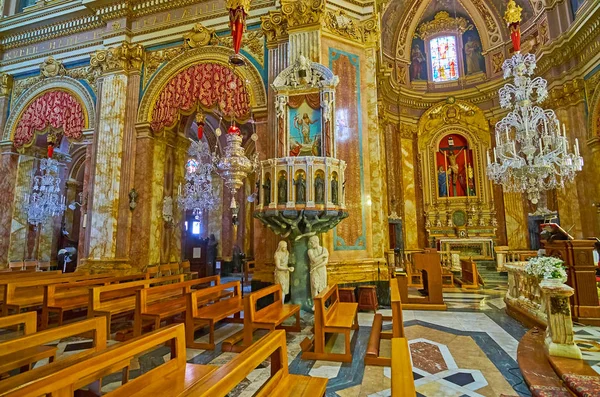 Nadur Malta June 2018 Masterpiece Carved Pulpit Peter Paul Basilica — Stock Photo, Image