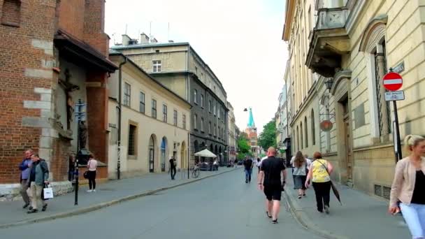 Краків Польща Червня 2018 Прогулянка Уздовж Вулиці Slawkowska Видом Святого — стокове відео