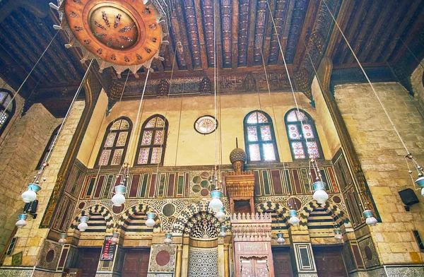 Cairo Egipto Diciembre 2017 Impresionante Interior Histórica Mezquita Ghuri Madrasa — Foto de Stock