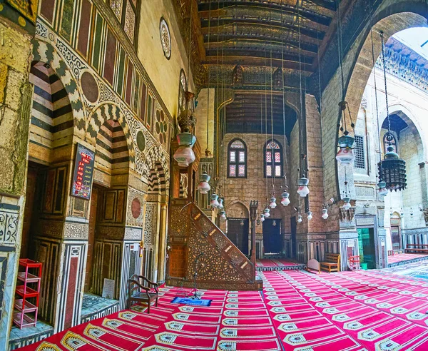 Cairo Egypte December 2017 Talrijke Vintage Arabische Lampen Gebed Hall — Stockfoto