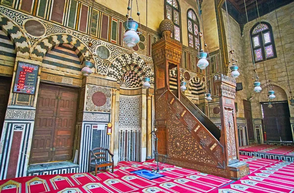 Káhira Egypt Prosince 2017 Mihráb Nika Minbar Kazatelnu Ghuri Mešita — Stock fotografie