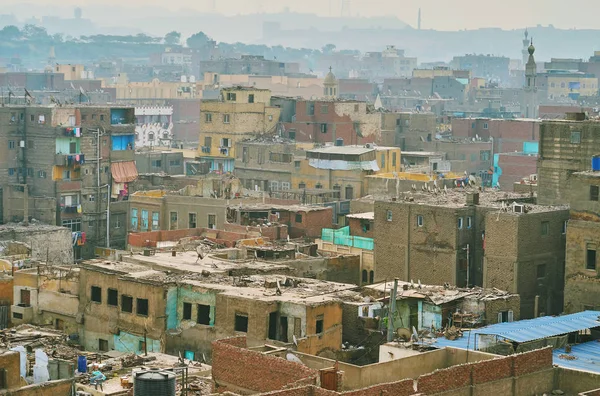 Morning Winter Fog Covers Shabby Buildings Slums Islamic Cairo District — Stock Photo, Image