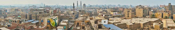 Panorama Islamic Cairo Shabby Buildings Garbage Roofs Muizz Market Street — Stock Photo, Image