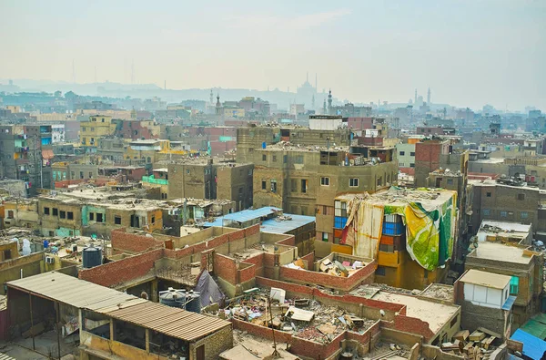 Many Slums Old Cairo Neighborhoods Incompletely Built Partly Unfinished Heaps — Stock Photo, Image