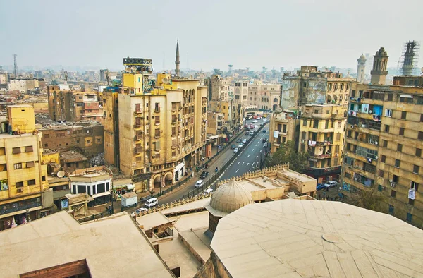 Curved Azhar Avenue Seen Roof Ghuri Complex Its Minaret Cairo — Stock Photo, Image