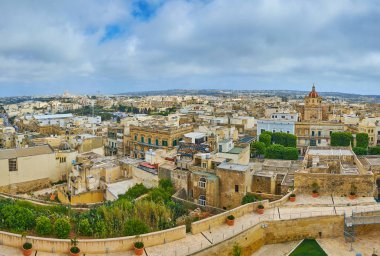 Rabat Kalesi Victoria, çevreleyen ve Xewkija, ile onun Rotunda, St John Baptist Kilisesi, gözlemlemek için mükemmel manzarası, Gozo, Malta yükselen bir yerdir.