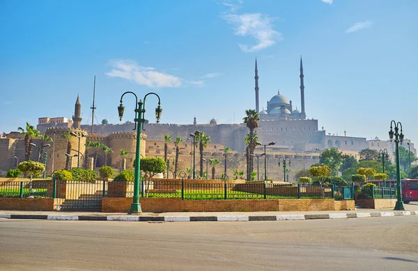 Vista Sobre Bab Azab Gate Muralhas Maciças Deslumbrante Muhammad Ali — Fotografia de Stock