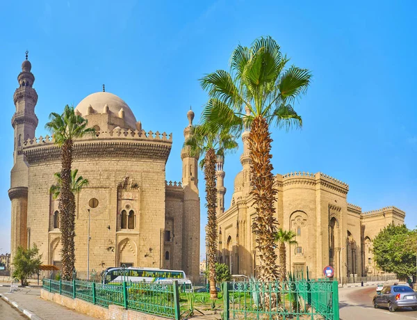 Spectaculaire Architecturale Ensemble Van Sultan Hassan Rifa Royal Moskeeën Populaire — Stockfoto