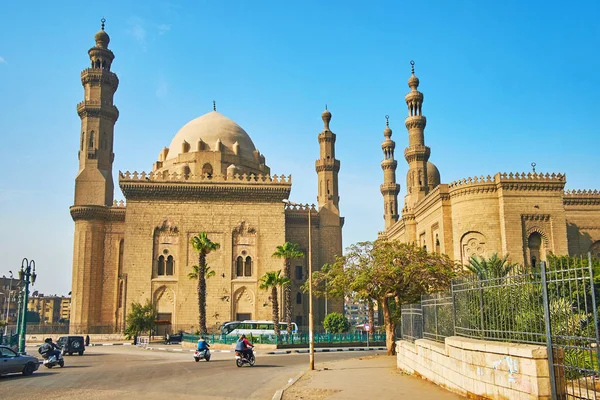 Schilderachtige Historische Moskeeën Van Sultan Hassan Rifa Salah Deen Plein — Stockfoto