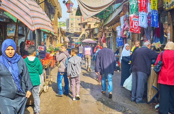 Kair Egipt Grudnia 2017 Regionie Zatłoczone Food Bazaar Khayama Street — Zdjęcie stockowe