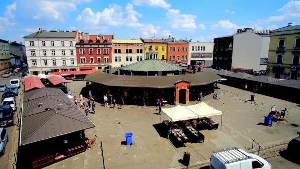 Krakow Polónia Junho 2018 Nova Praça Plac Nowy Bairro Judeu — Vídeo de Stock