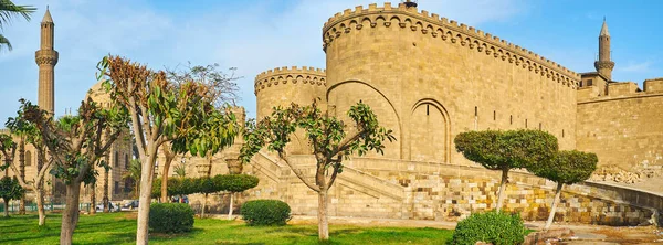 Panorama Avec Vue Sur Bab Azab Porte Mur Extérieur Citadelle — Photo
