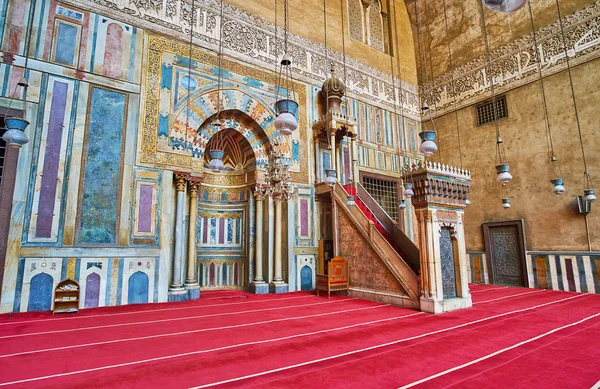 Cairo Mısır Aralık 2017 Karmaşık Taş Dekorasyon Mihrap Sultan Hassan — Stok fotoğraf