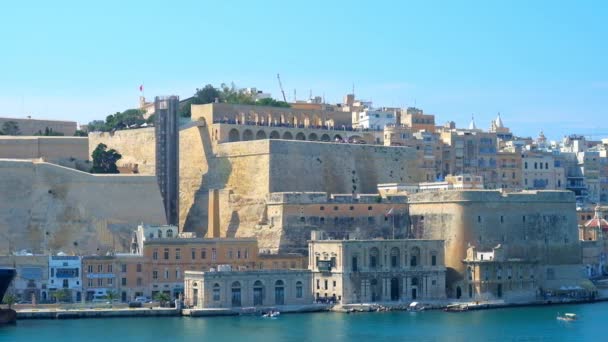 Valletta Malta Junio 2018 Fuerte Senglea Domina Las Murallas Valeta — Vídeo de stock