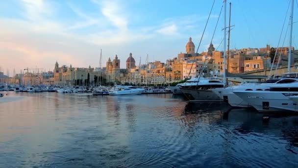 Birgu Malta June 2018 Sunset Perfect Time Take Cruise Valletta — Stock Video