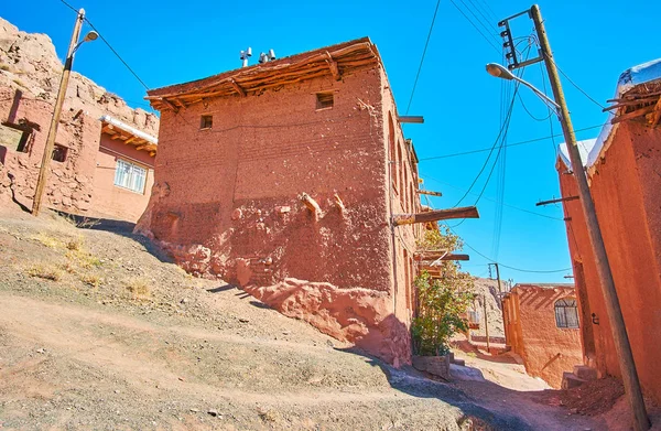 Hilly Streets Historic Abyaneh Village Often Change Relief Due Mudslides — Stock Photo, Image