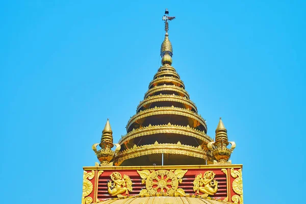 Golden Multi Staged Hti Umbrella Sitagu International Buddhist Academy Pagoda — Stock Photo, Image