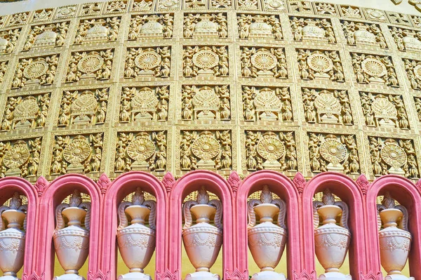 Rich Decorations Wall Sitagu International Buddhist Academy Stupa Vases Terracotta — Stock Photo, Image