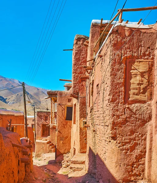 Many Traditional Medieval Houses Abyaneh Village Inhabited Local People Try — Stock Photo, Image