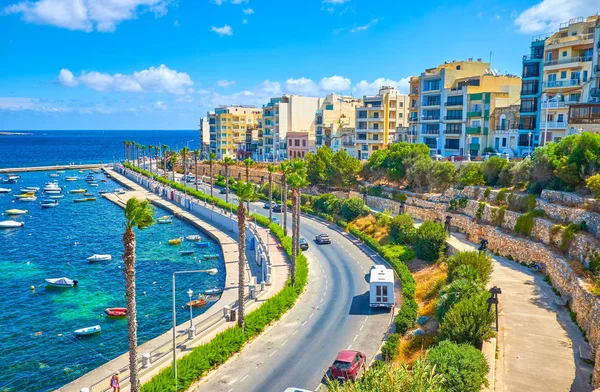 Bugibba Cidade Dos Resorts Mais Favoritos Malta Que Oferecem Vistas — Fotografia de Stock
