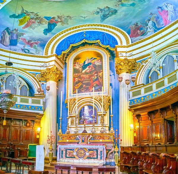 Mosta Malta Junio 2018 Hermoso Altar Mármol Basílica Asunción Decorado — Foto de Stock