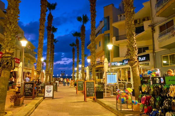 Bugibba Malta June 2018 Evening Bay Square View Souvenir Stalls — Stock Photo, Image