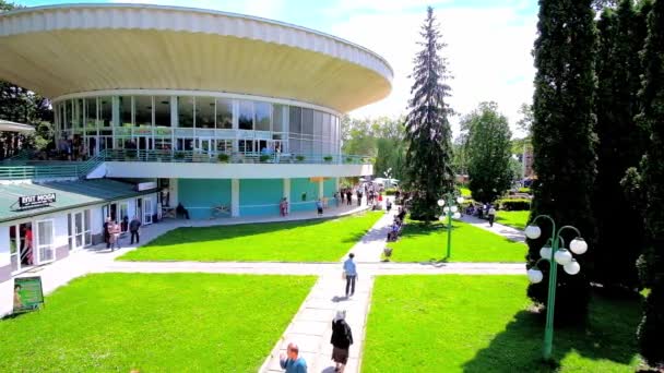 Моршин Украина Июля 2018 Года Насосный Зал Знаменитого Украинского Курорта — стоковое видео