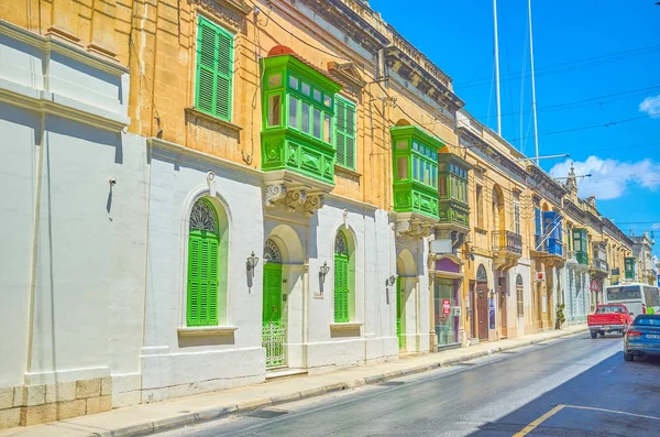 Mosta Malta June 2018 Typical Maltese Street Small Old Edificed — Stock Photo, Image