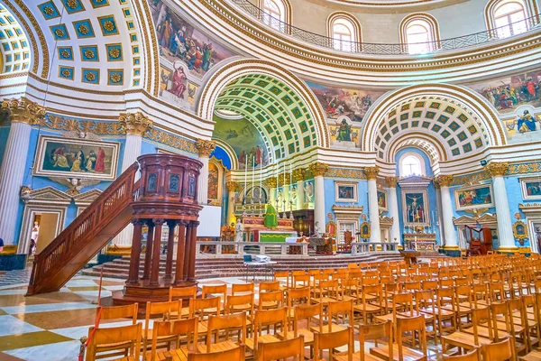 Mosta Malta Juni 2018 Das Innere Der Basilika Mariä Himmelfahrt — Stockfoto