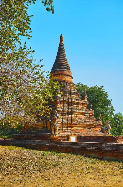 Ancient Red Stupa Daw Gyan Pagoda Located Inwa Ava Former — Stock Photo, Image