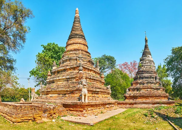 Osservare Sito Archeologico Daw Gyan Pagoda Con Stupa Rilievo Decorato — Foto Stock
