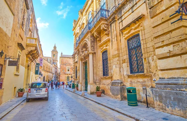 Mdina Malta Haziran 2018 Yürüyüş Mdina Kale Sokaklarda Anf Zevk — Stok fotoğraf