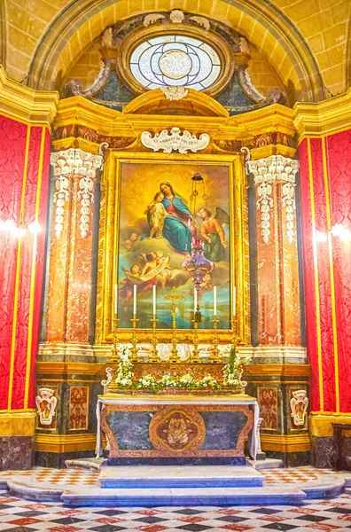Mdina Malta Junho 2018 Velho Ícone Moldura Dourada Representando Virgem — Fotografia de Stock