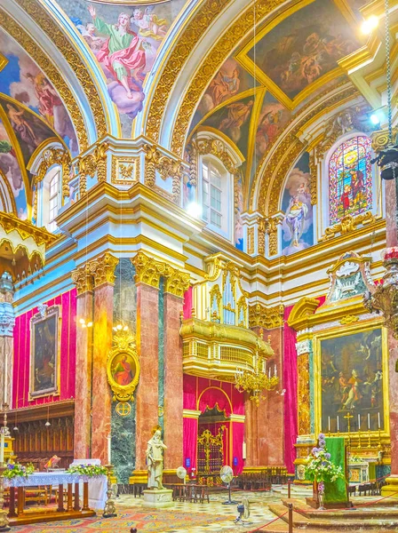 Mdina Malta Июня 2018 Года Трансепт Базилики Мдина Трубным Органом — стоковое фото