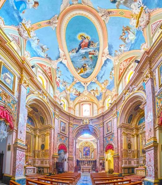 Mdina Malta Junio 2018 Panorama Del Interior Iglesia Anunciación Con — Foto de Stock