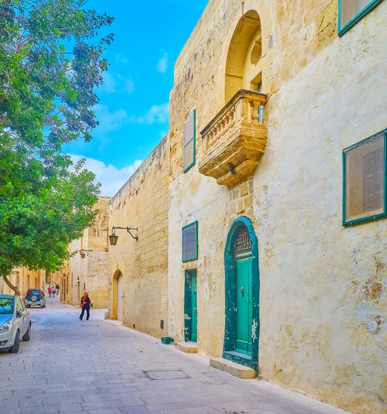 Mdina Malta Июня 2018 Года Прогулка Улицам Старой Крепости Видом — стоковое фото