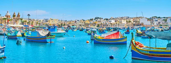 Marsaxlokk Malta Июня 2018 Года Ошеломляющий Туристический Курорт Известный Своим — стоковое фото