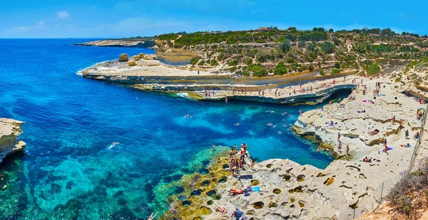 Marsaxlokk Malta Junho 2018 Praia Piscina São Pedro Melhor Lugar — Fotografia de Stock