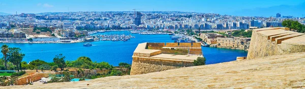 Michael Bastion Valletta Fortress Perfect Place Observe Curved Coast Xbiex — Stock Photo, Image