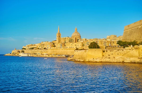 Arquitectura Medieval Valletta Com Seus Principais Símbolos Paul Anglican Pro — Fotografia de Stock