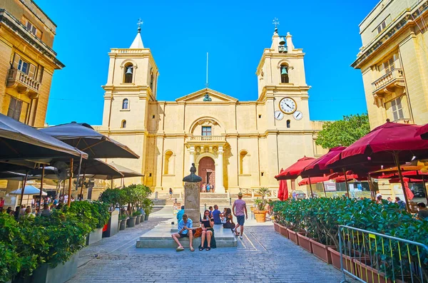 Valletta Malte Juin 2018 Façade Cathédrale Saint Jean Avec Ses — Photo