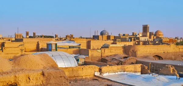 Roofs Wind Towers Badgirs Windcatchers Old Yazd Tiled Domes Medieval — Stock Photo, Image