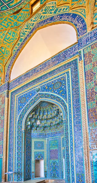 Yazd Iran 2017 Október Fényes Kék Fajansz Mihráb Jameh Mecset — Stock Fotó