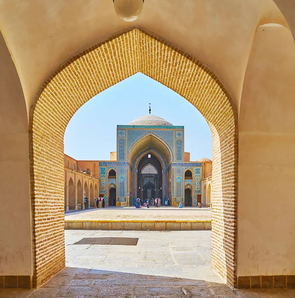 Yazd Irão Outubro 2017 Caminhe Longo Arcada Mesquita Jameh Com — Fotografia de Stock