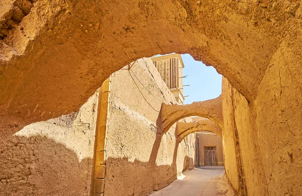 Historiska Gatorna Adobe Staden Skryta Bevarade Kuche Gångar Och Windcatchers — Stockfoto