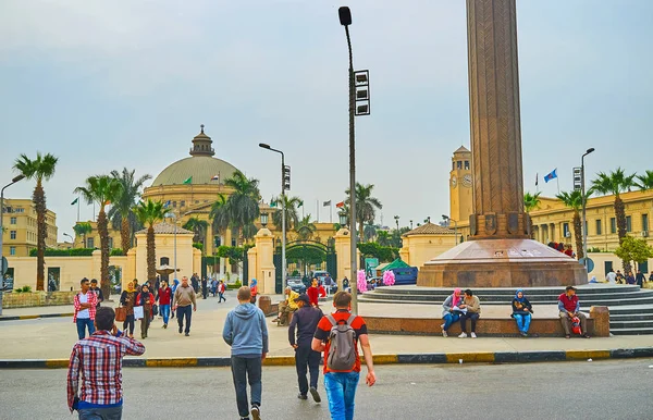 Giza Egypte December 2017 Menigte Van Mensen Nahdet Masr Vierkant — Stockfoto