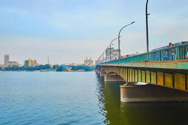 Walk Nile River Enjoy View Rhoda Island Cairo University Bridge — Stock Photo, Image