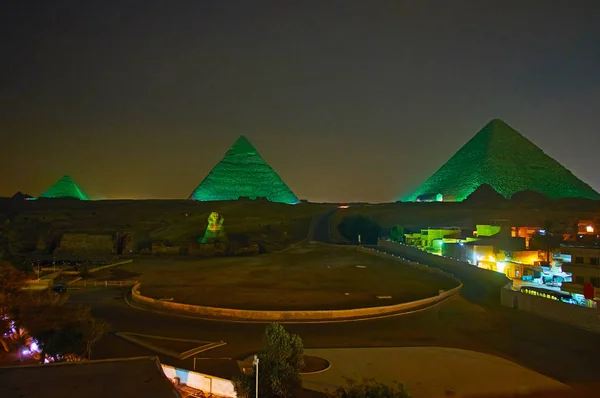 Light Show Giza Necropolis Best Chance Enjoy Beauty Archaeological Site — Stock Photo, Image