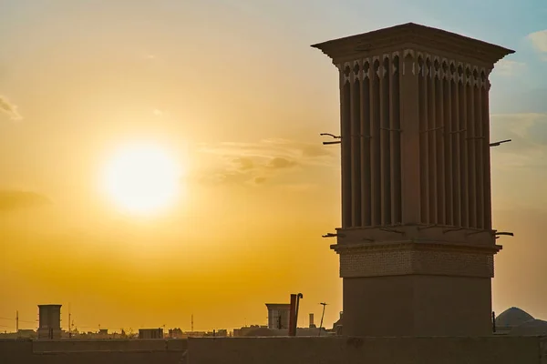 Enjoy Romantic Sunset Roofs Historic Fahadan District View Medieval Badgirs — Stock Photo, Image