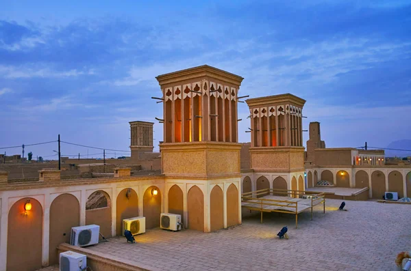 Evening Sky Medieval Badgirs Windcatchers Tehraniha Fahadan House Historic Mansion — Stock Photo, Image